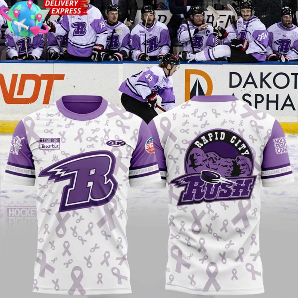 Rapid City Rush Fights Cancer 2025 T-Shirt Father's Day Gifts For Husband-1