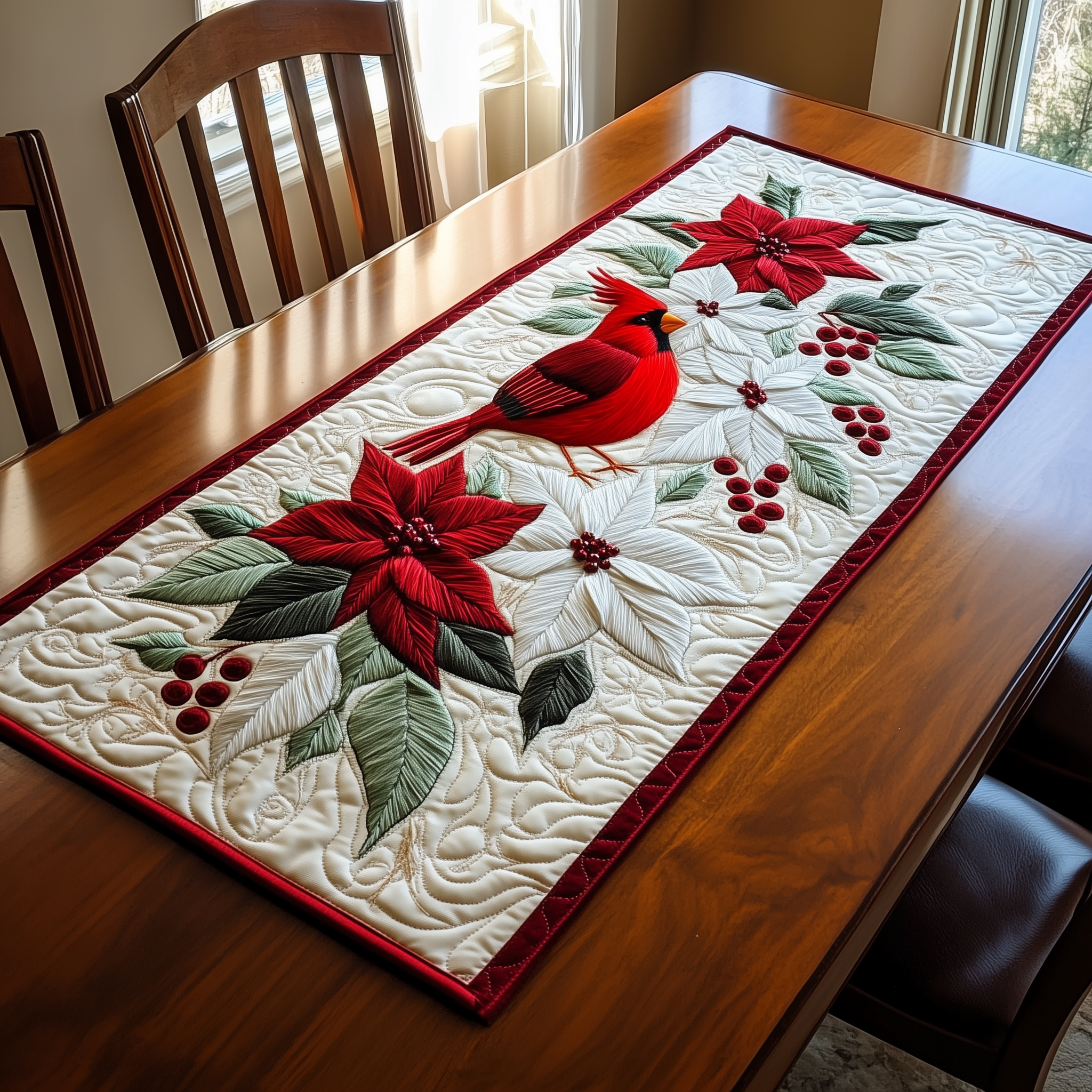 Red Cardinal Quilted Table RunnerIndoor Cardinal Christmas Decorations Unique Gifts-1 Red Cardinal Quilted Table RunnerIndoor Cardinal Christmas Decorations Unique Gifts-1