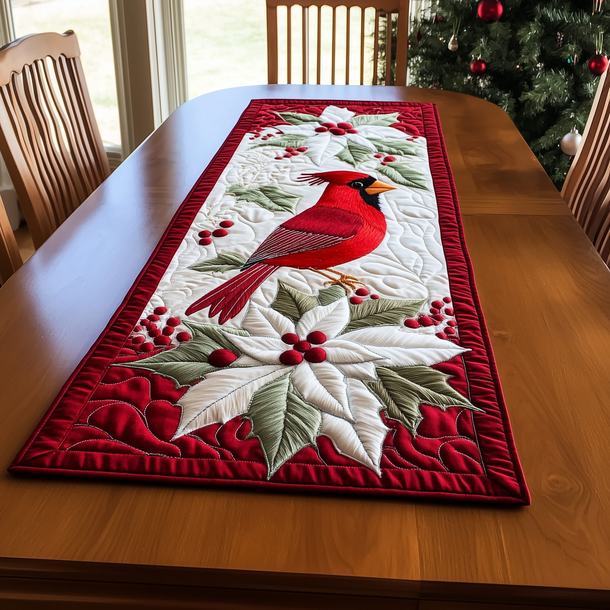 Red Cardinal Quilted Table RunnerModern Dining Holiday Table Christmas Gifts For Cardinal Lovers-1 Red Cardinal Quilted Table RunnerModern Dining Holiday Table Christmas Gifts For Cardinal Lovers-1