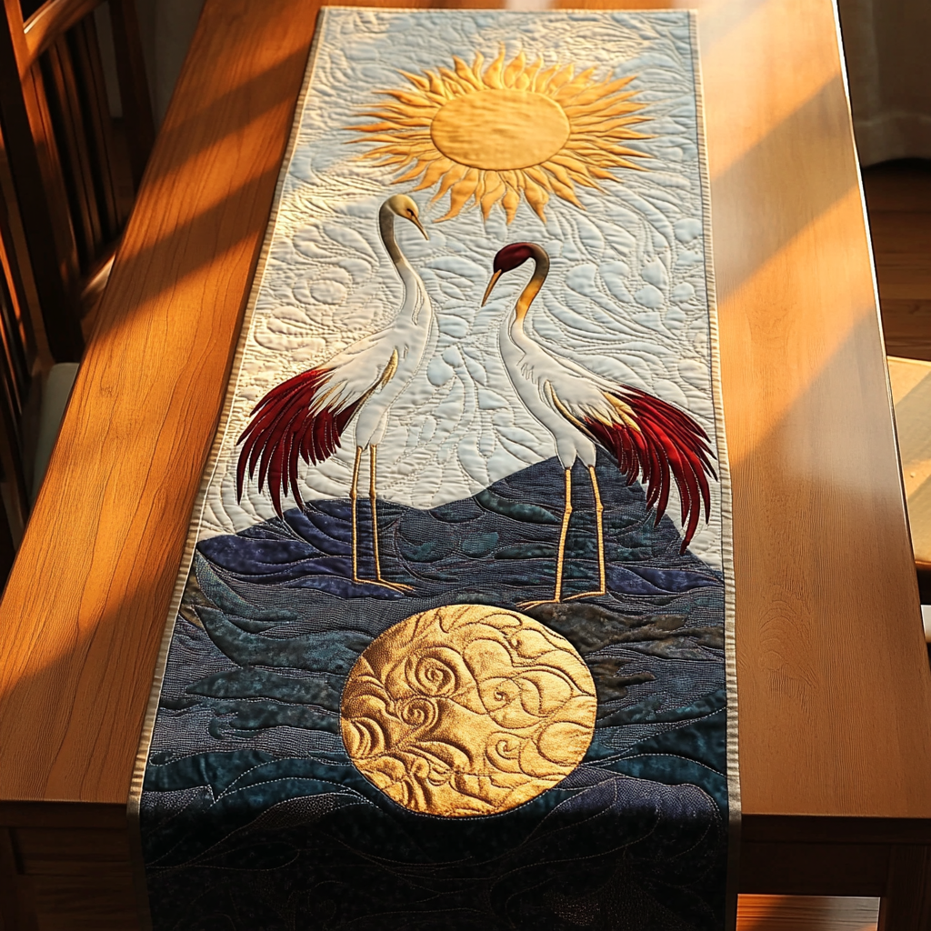 Red Cranes Quilted Table Runner Best Christmas Gifts For Couples Housewarning-1 Red Cranes Quilted Table Runner Best Christmas Gifts For Couples Housewarning-1