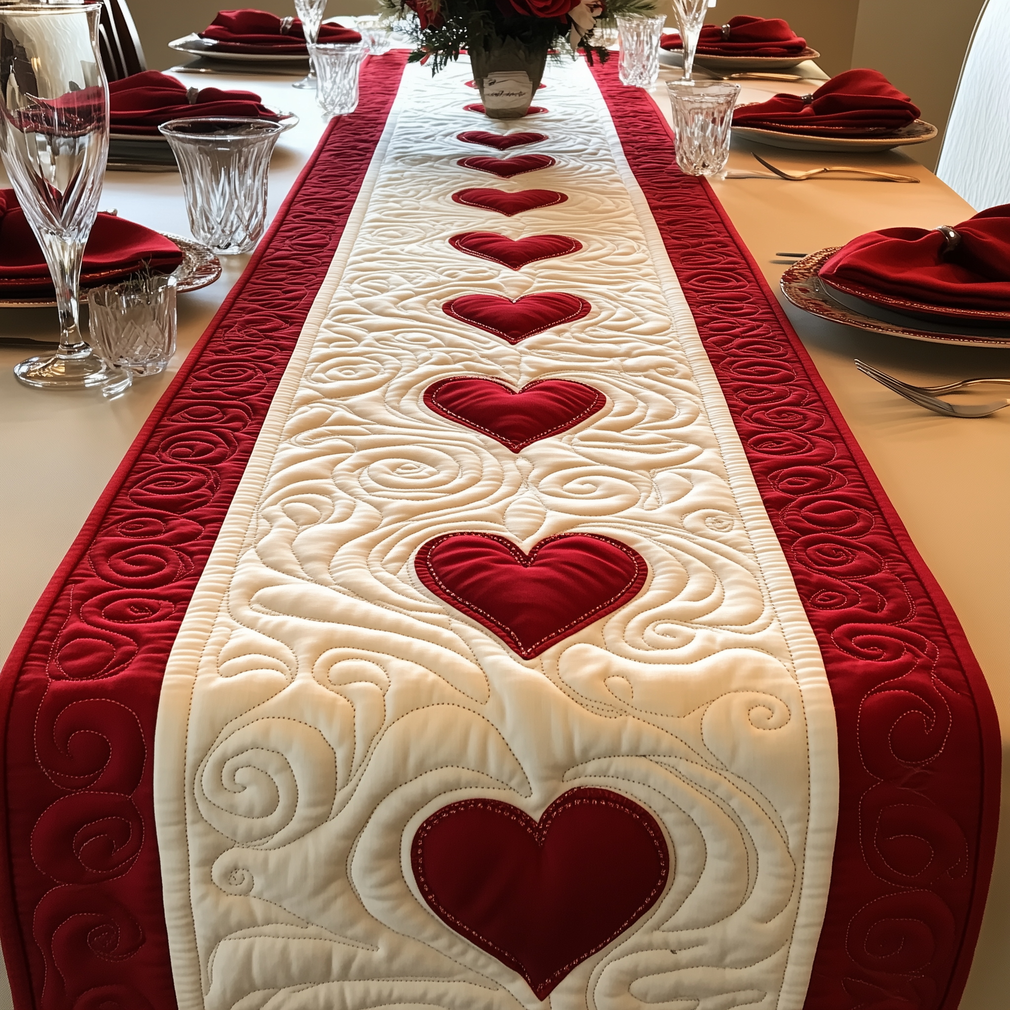 Red Romance Quilted Table Runner Best Valentines Gifts For Him-1 Red Romance Quilted Table Runner Best Valentines Gifts For Him-1