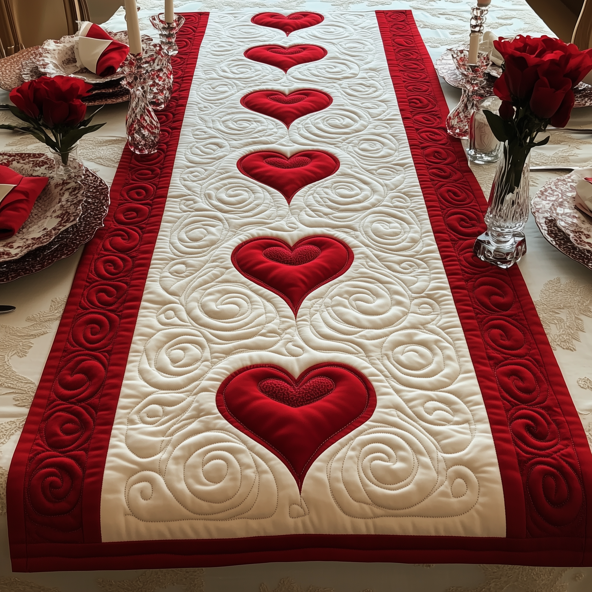 Red Romance Quilted Table Runner Valentines Day Gifts For Wife-1 Red Romance Quilted Table Runner Valentines Day Gifts For Wife-1