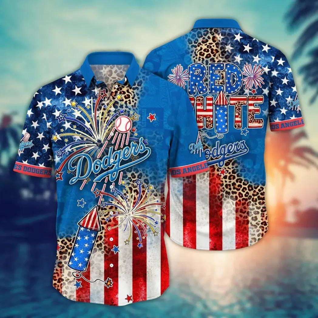 Red White And Dodgers Hawaiian Shirt Fireworks American Flag 4Th Of July Holiday Gifts-1 Red White And Dodgers Hawaiian Shirt Fireworks American Flag 4Th Of July Holiday Gifts-1