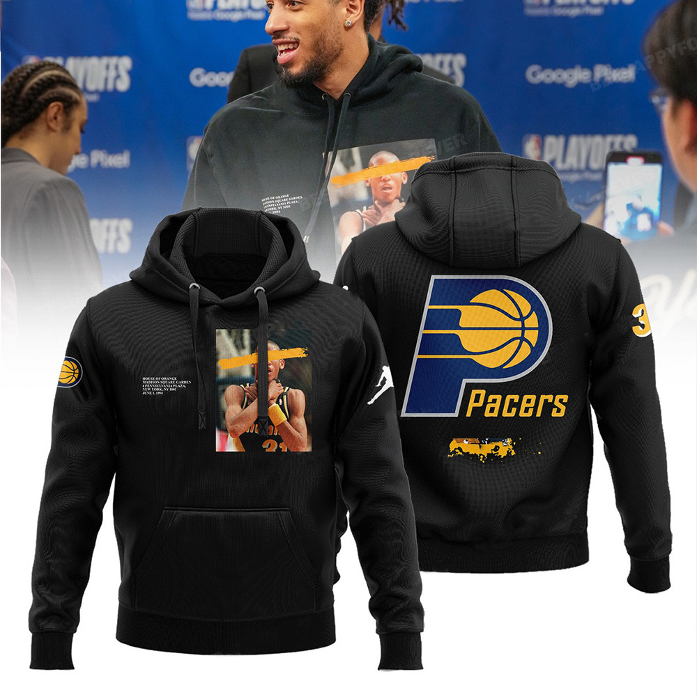 Reggie Miller Indiana Pacers Hoodie Black NBA Pacers Merch Best Gifts For Basketball Lovers-1