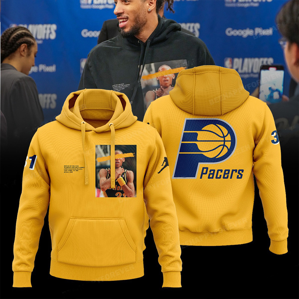 Reggie Miller Indiana Pacers Hoodie Yellow Gold NBA Pacers Merch Basketball Fan Gifts-1 Reggie Miller Indiana Pacers Hoodie Yellow Gold NBA Pacers Merch Basketball Fan Gifts-1