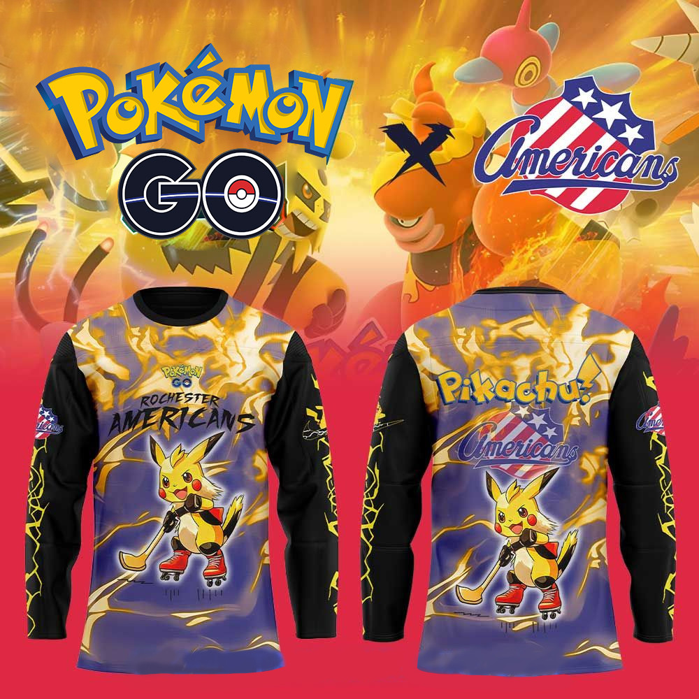 Rochester Americans x Pokemon GO 2025 Long Sleeve Shirt Father's Day Presents For Son-1 Rochester Americans x Pokemon GO 2025 Long Sleeve Shirt Father's Day Presents For Son-1