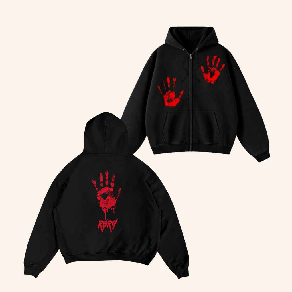 Rory Merch Handprint Zip Hoodie Halloween Gift Ideas For Music Lovers-1