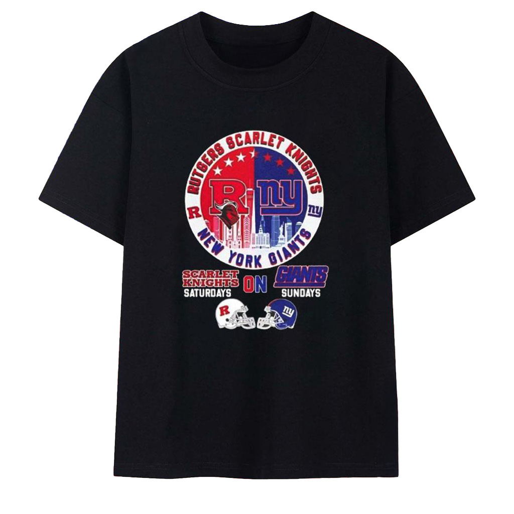 Rutgers Scarlet Knights On Saturday Vs New York Giants On Sundays Logo T-Shirt Fan Merch-1