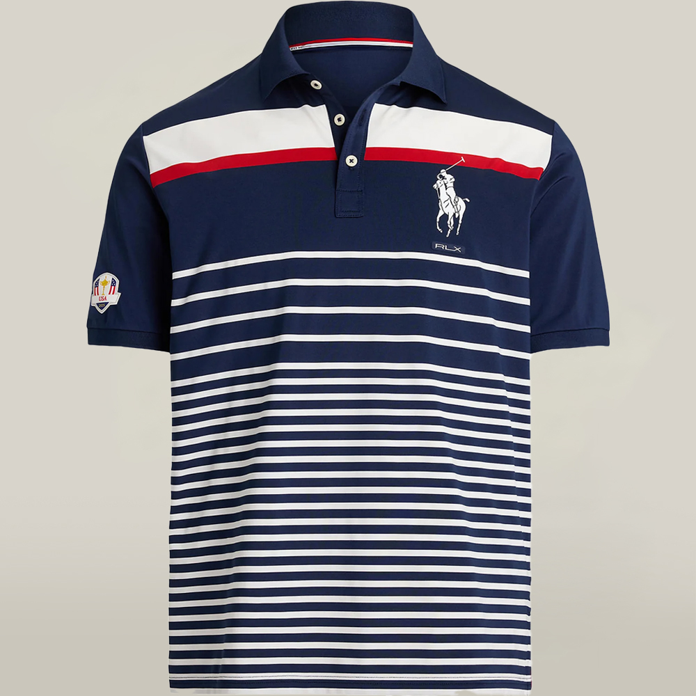 Ryder Cup 2025 Golf Merch Polo Shirt Ryder Cup Tour White Stripe Best Present For Everyday Wear-1