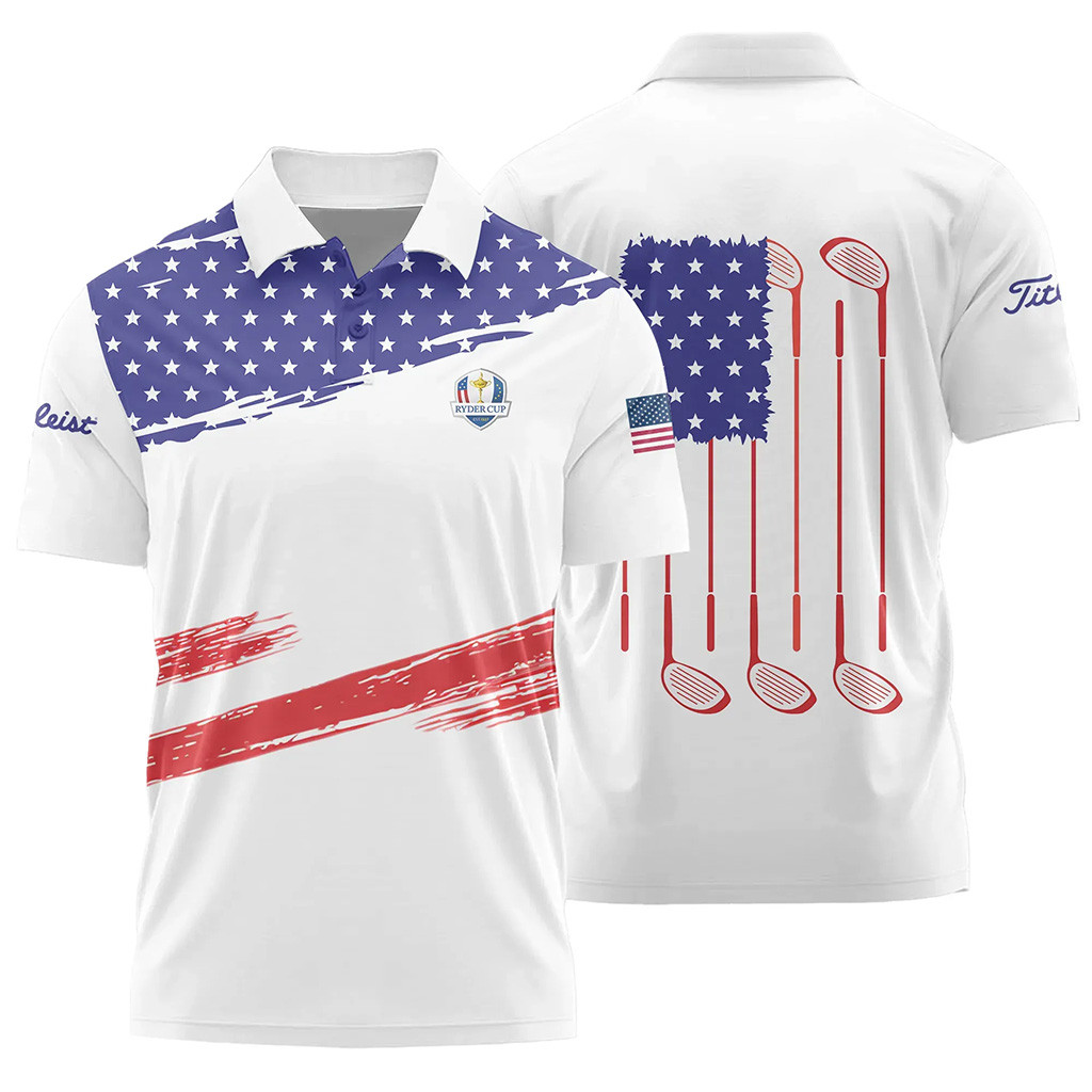 Ryder Cup Merch 2025 Titleist Ryder Cup American Flag Polo Shirt Best Golf Gifts For Dad-1