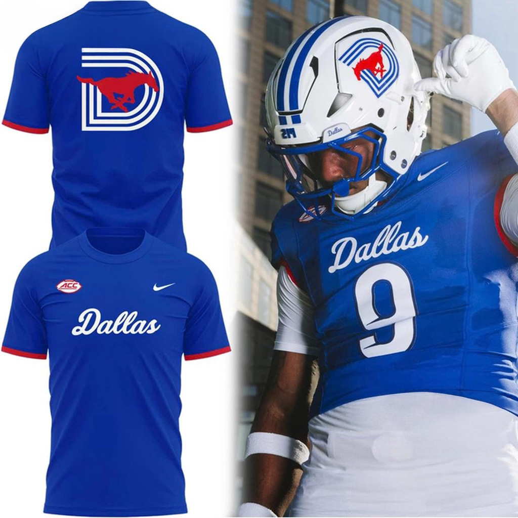 SMU Mustangs 2025 Football New Uniform Shirt SMU Mustangs Merch Best Gifts For Husband-1