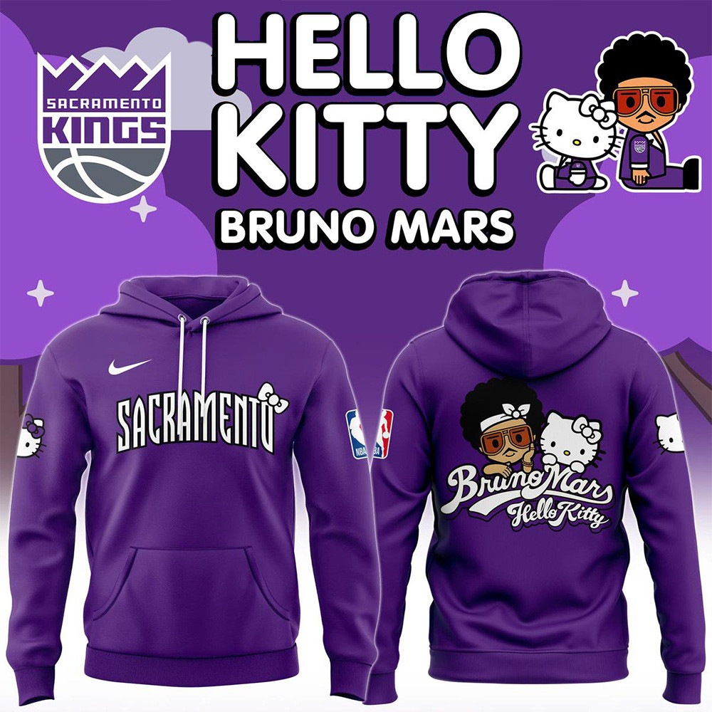Sacramento Kings 2024 Bruno Mars Collab Hello Kitty Hoodie Father's Day Gifts For Son In Law-1