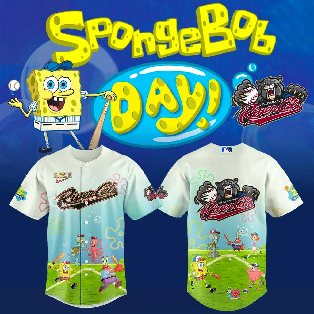 Sacramento River Cats SpongeBob Day Jersey Sacramento River Cats Merch Gift For Wife-1 Sacramento River Cats SpongeBob Day Jersey Sacramento River Cats Merch Gift For Wife-1