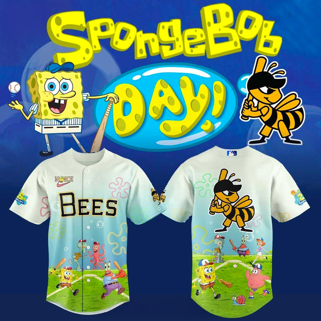 Salt Lake Bees SpongeBob Day Jersey Salt Lake Bees Merch Best Gifts For Baseball Fans-1 Salt Lake Bees SpongeBob Day Jersey Salt Lake Bees Merch Best Gifts For Baseball Fans-1