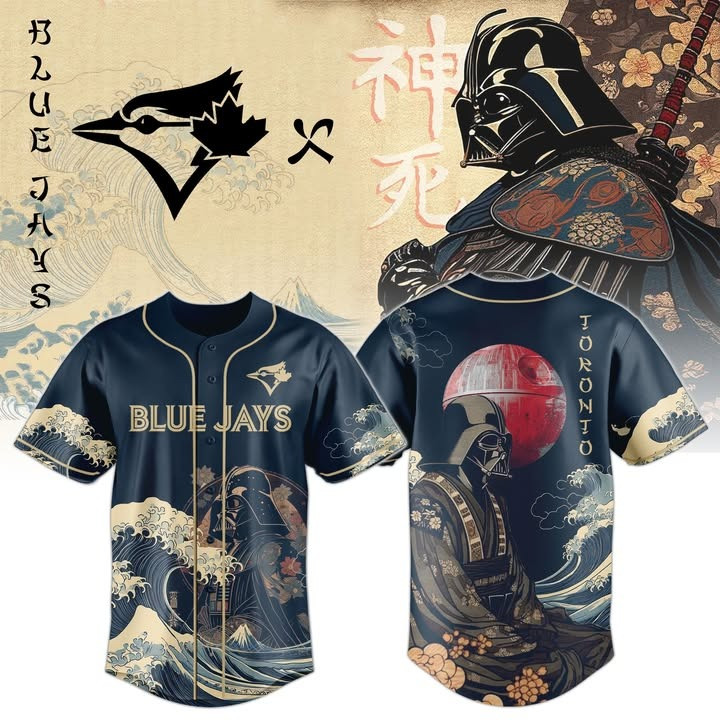 Samurai Vader x Blue Jays Jersey Jersey Edo Art Ukiyo-e Waves Star Wars Fan Gifts For Him-1