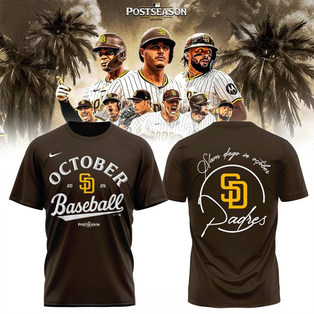 San Diego Padres Brown 2025 MLB Postseason T-Shirt Padres Merch Football Gifts For Men-1 San Diego Padres Brown 2025 MLB Postseason T-Shirt Padres Merch Football Gifts For Men-1