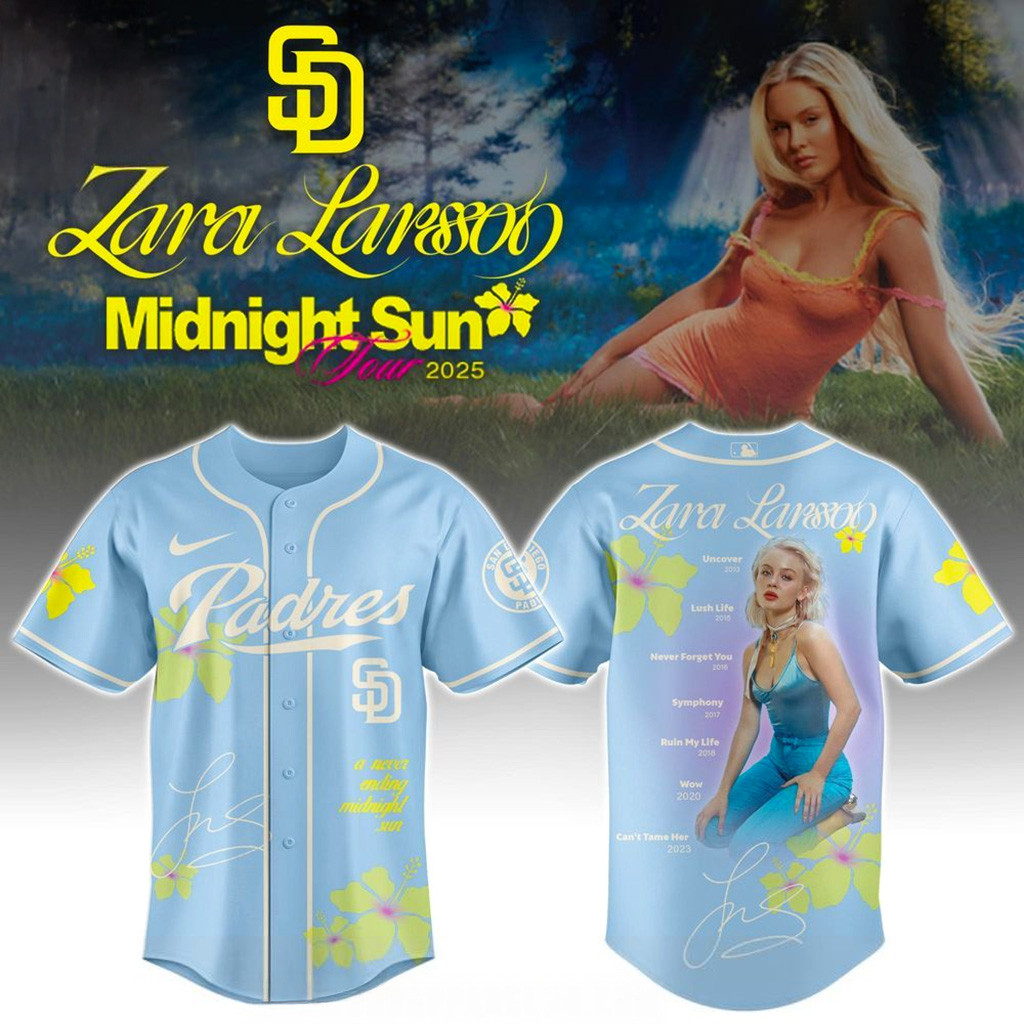 San Diego Padres x Zara Larsson Midnight Sun Tour 2025 Jersey Padres Merch Gift For Fans-1
