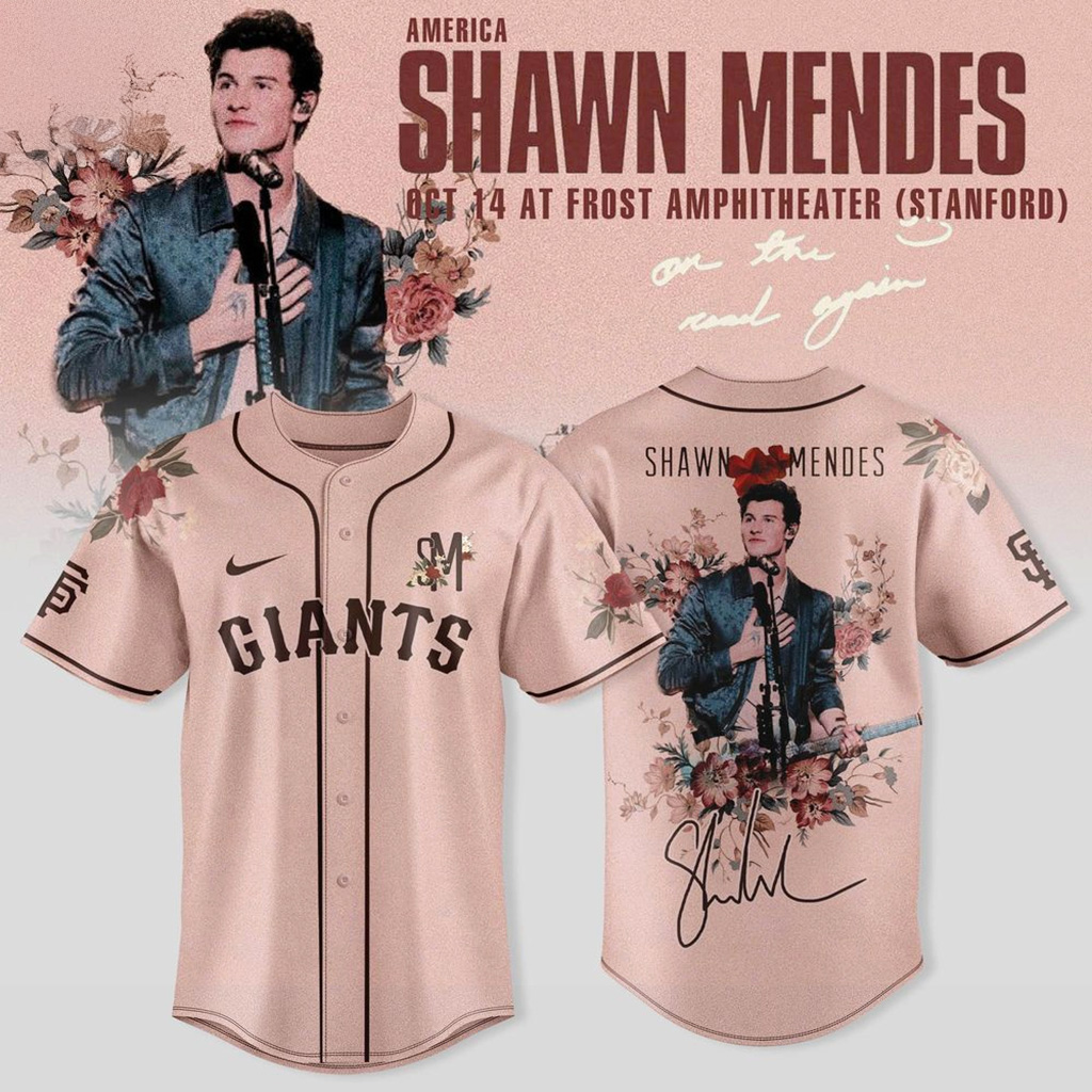 San Francisco Giants X Shawn Mendes On The Road Again Tour Baseball Jersey Giants Merch-1 San Francisco Giants X Shawn Mendes On The Road Again Tour Baseball Jersey Giants Merch-1