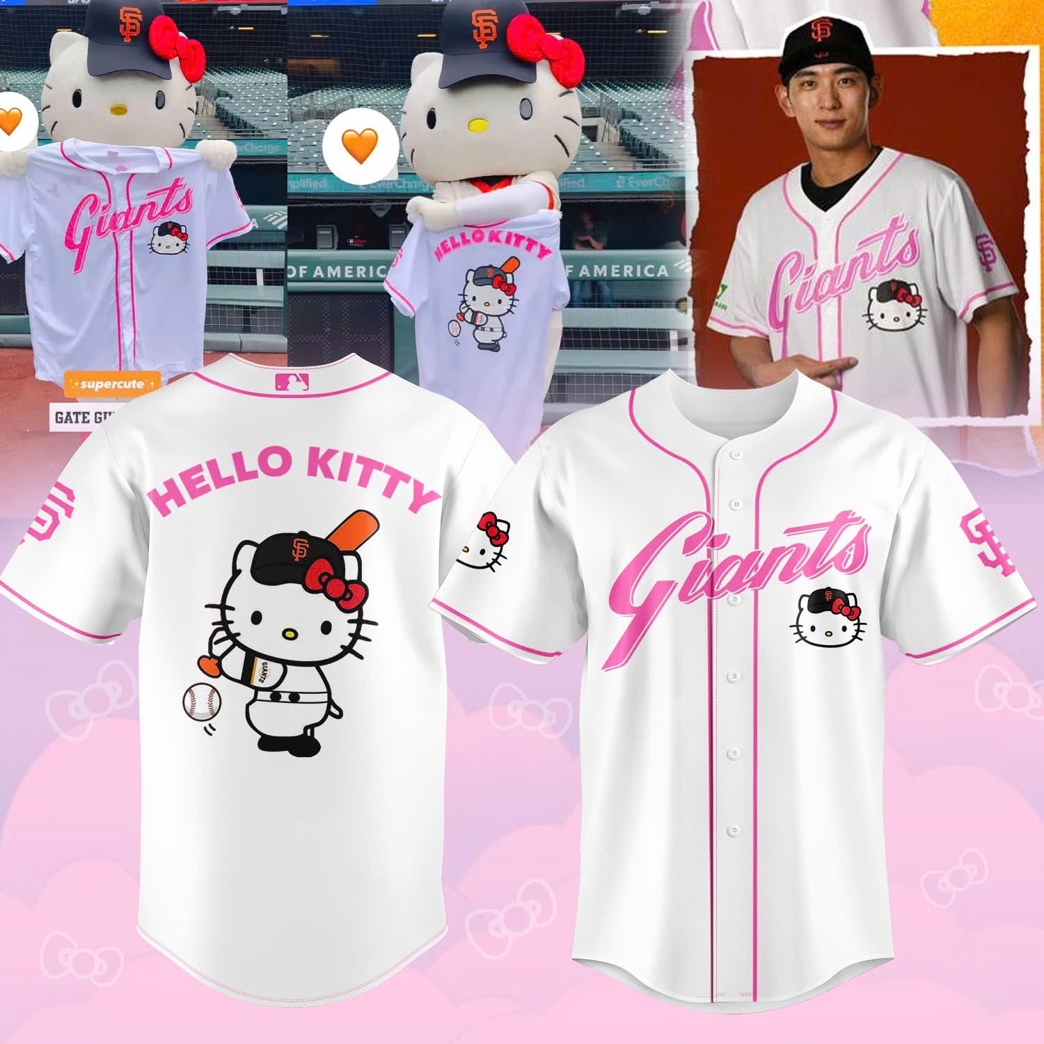 San Francisco Giants x HELLO KITTY Jersey Pink Cute Baseball Gift For SF Giants Fans-1
