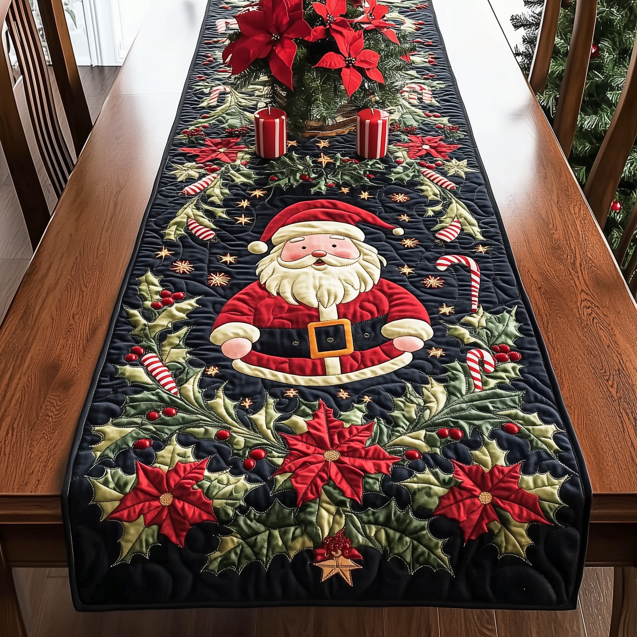Santa's Festive Feast Quilted Table Runner Holiday Dining Christmas House Decorating Ideas Presents-1 Santa's Festive Feast Quilted Table Runner Holiday Dining Christmas House Decorating Ideas Presents-1