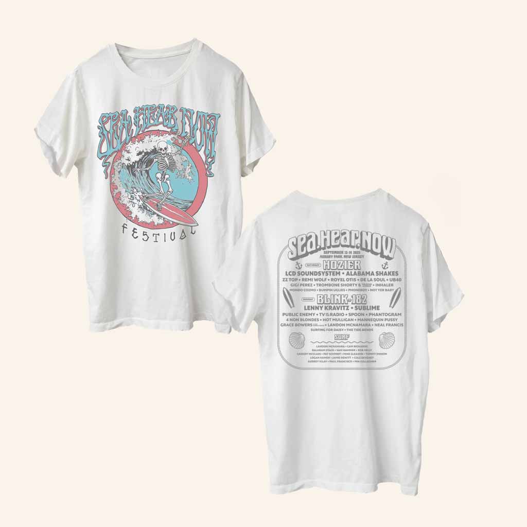 Sea Hear Now Festival Merch Skeleton Lineup Tour 2025 T-Shirt Gift For Sister-1 Sea Hear Now Festival Merch Skeleton Lineup Tour 2025 T-Shirt Gift For Sister-1
