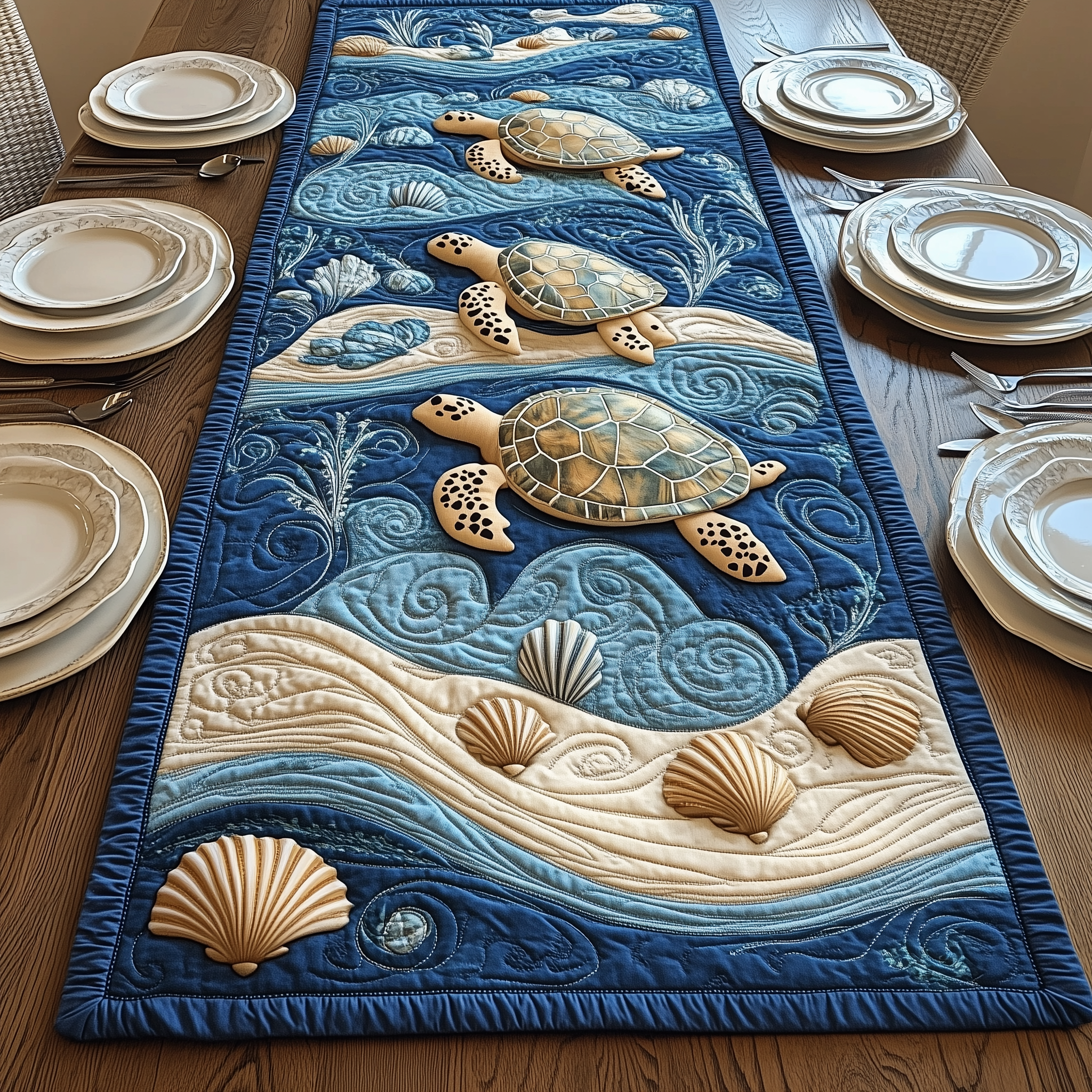 Sea Turtles Quilted Table Runner Presents For Turtle Lovers-1 Sea Turtles Quilted Table Runner Presents For Turtle Lovers-1