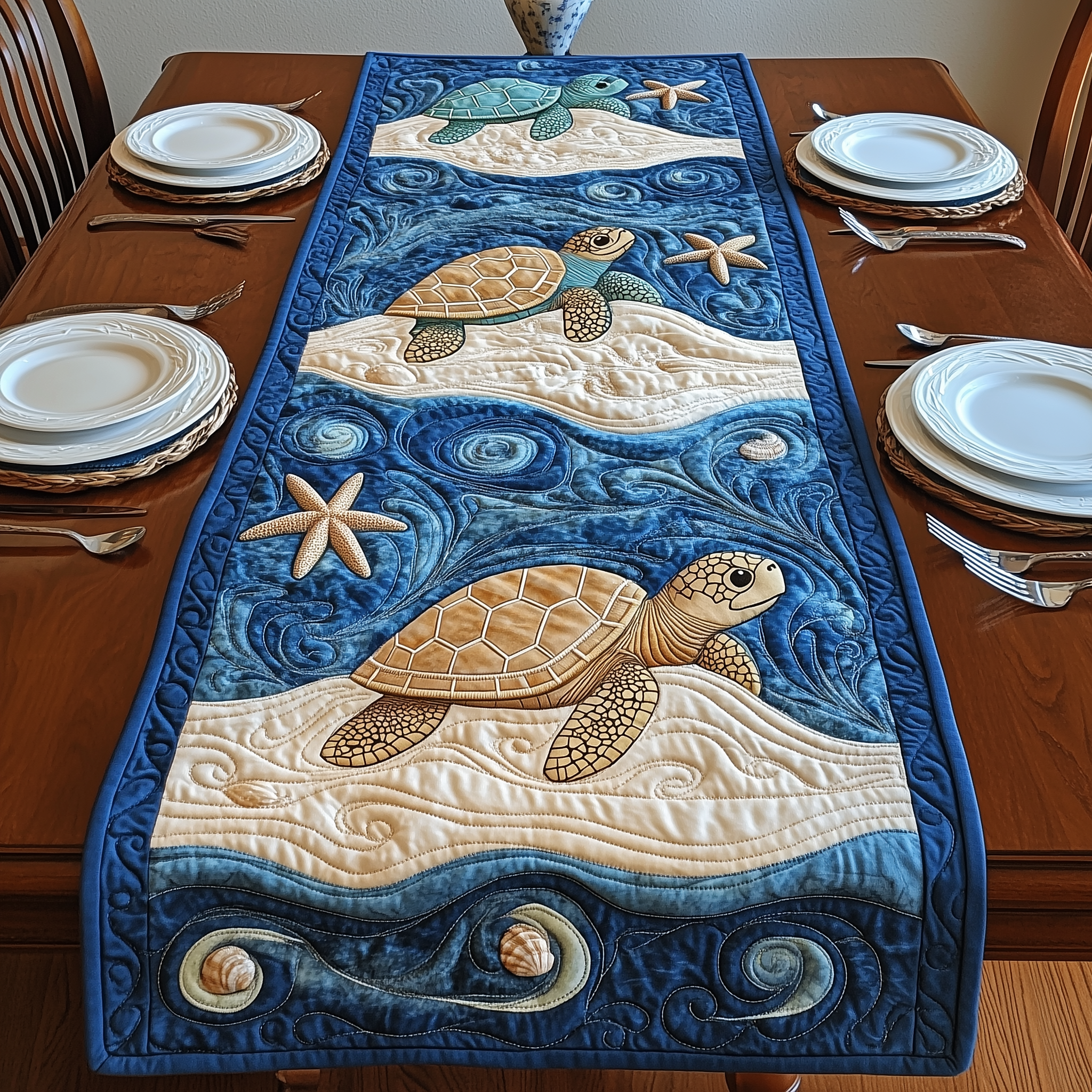 Sea Turtles Quilted Table Runner Sea Turtle Gift Ideas-1 Sea Turtles Quilted Table Runner Sea Turtle Gift Ideas-1