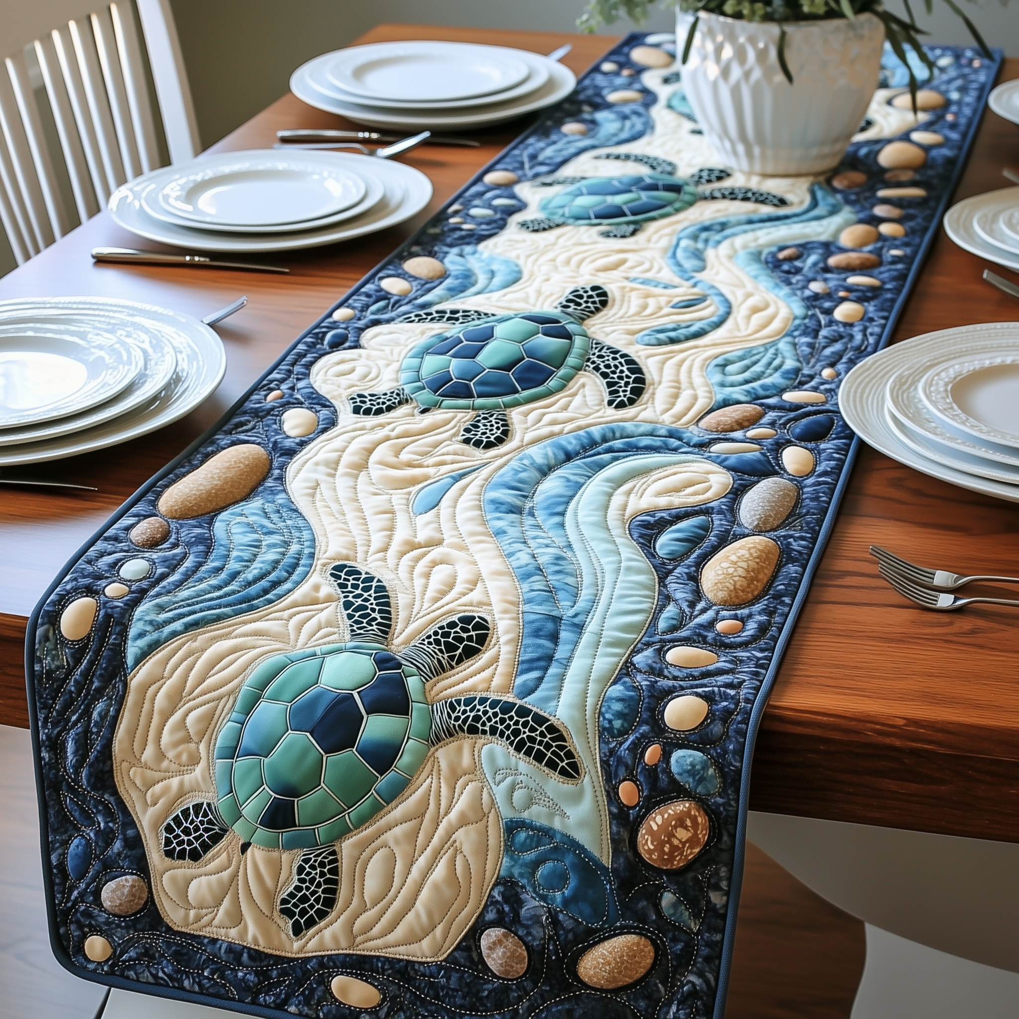 Sea Turtles Quilted Table Runner Turtle Gifts For Adults-1 Sea Turtles Quilted Table Runner Turtle Gifts For Adults-1