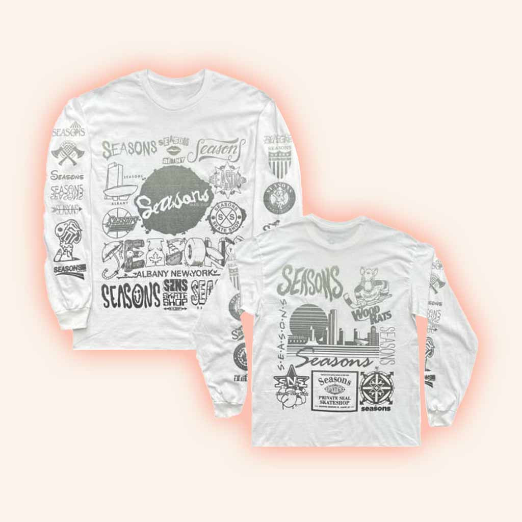Seasons Skate Merch Seasons Logo Vomit LS White Long Sleeve Shirt Gift For Friend-1