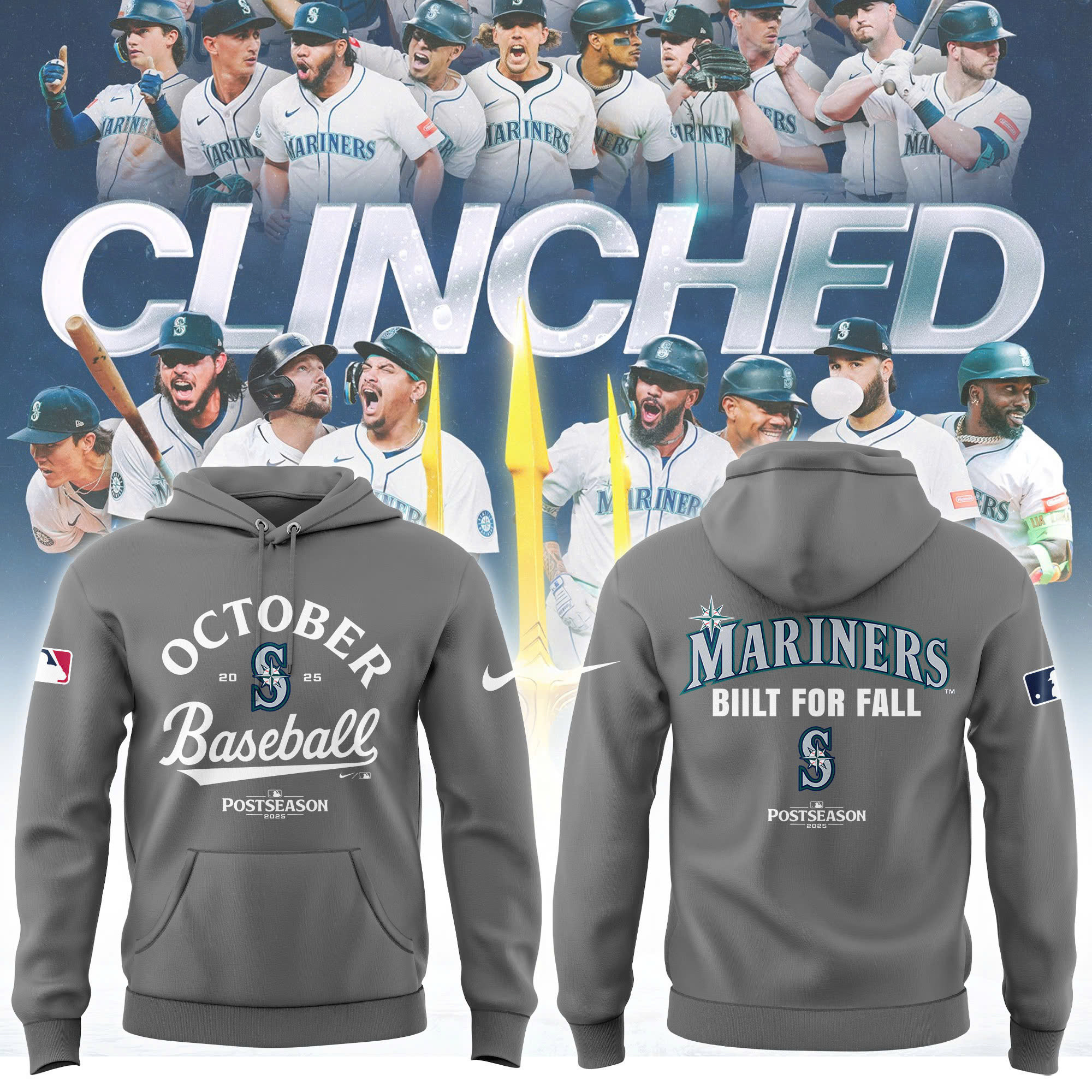 Seattle Mariners October Baseball Hoodie Biilt For Fall Postseason Best Fans Gifts-1