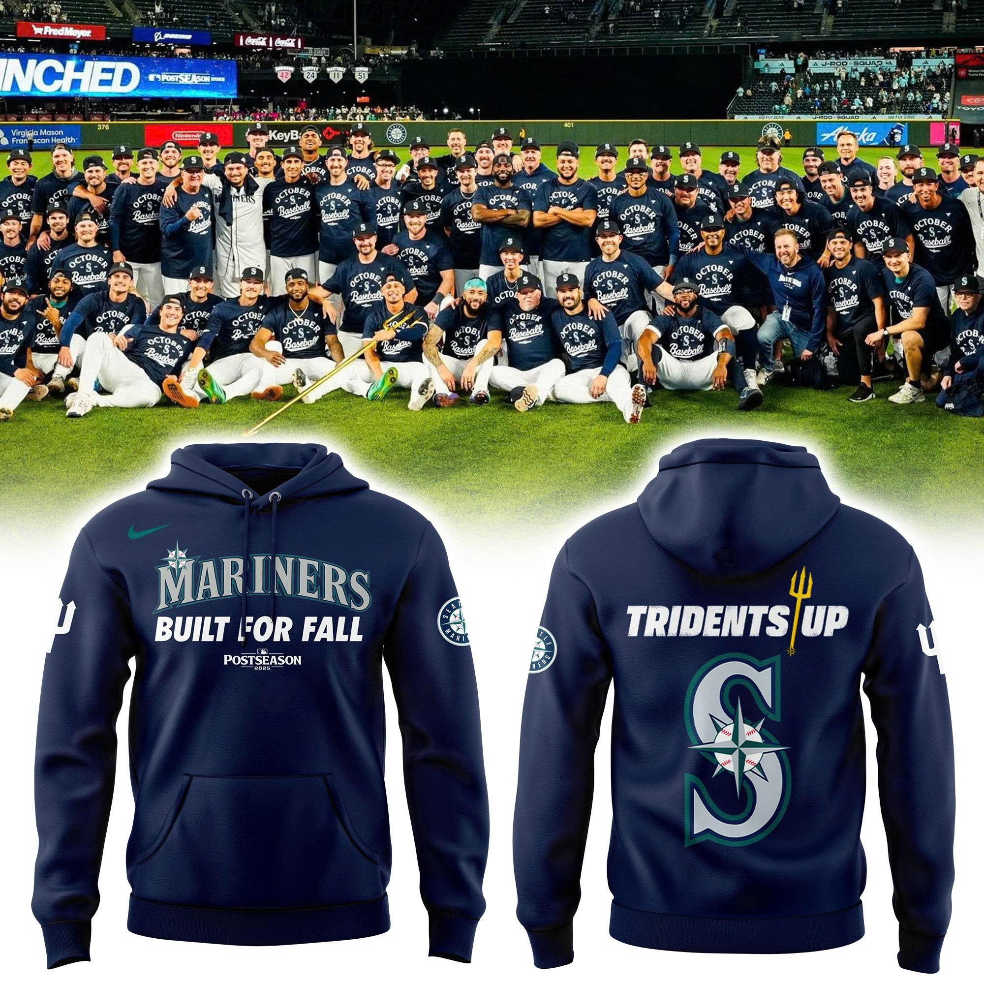 Seattle Mariners Postseason 2025 Hoodie Raise You Tridents Up Awesome Baseball Fans Clothing-1 Seattle Mariners Postseason 2025 Hoodie Raise You Tridents Up Awesome Baseball Fans Clothing-1