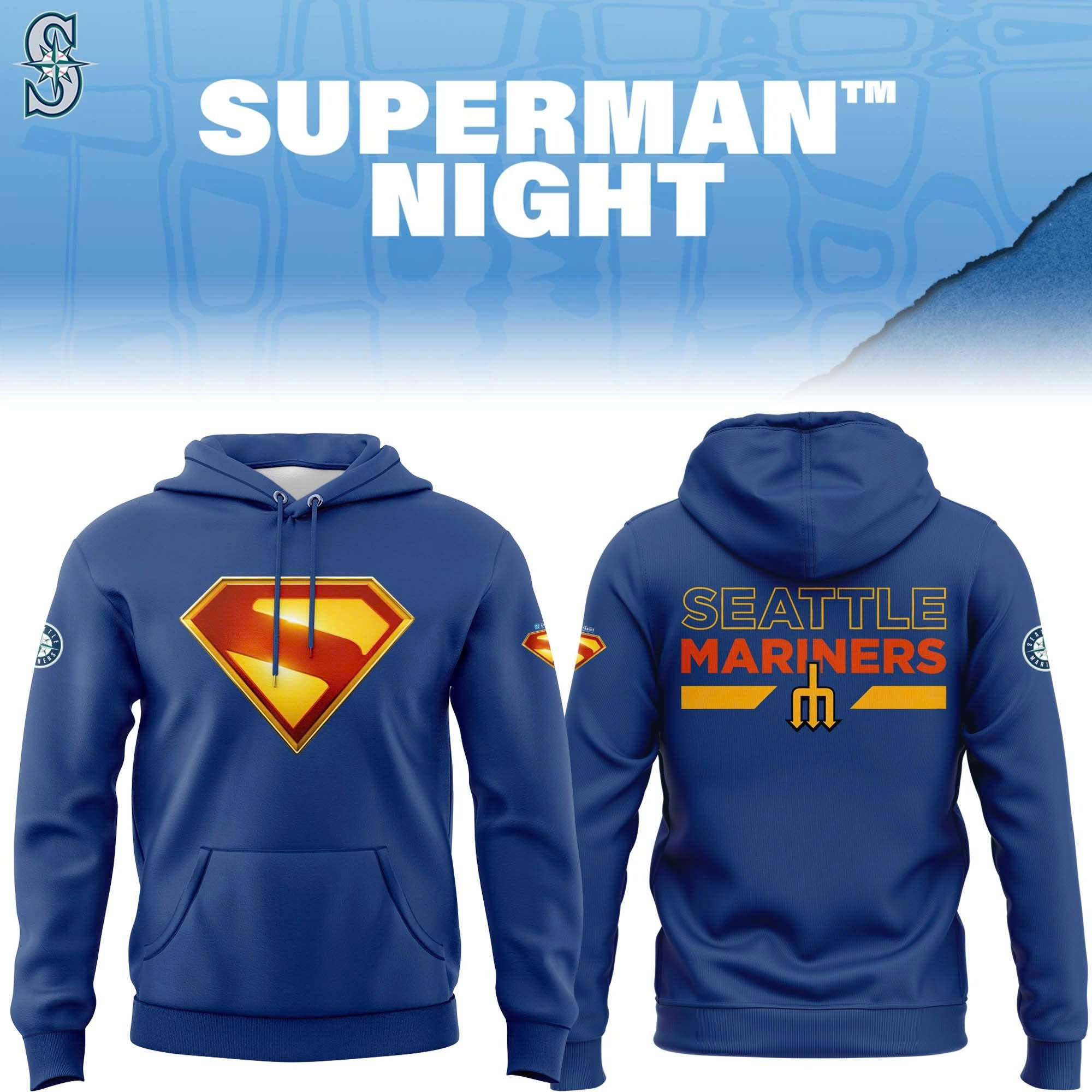 Seattle Mariners Superman Night Hoodie Seattle Mariners Fan Merch Father's Day Gift Ideas-1 Seattle Mariners Superman Night Hoodie Seattle Mariners Fan Merch Father's Day Gift Ideas-1