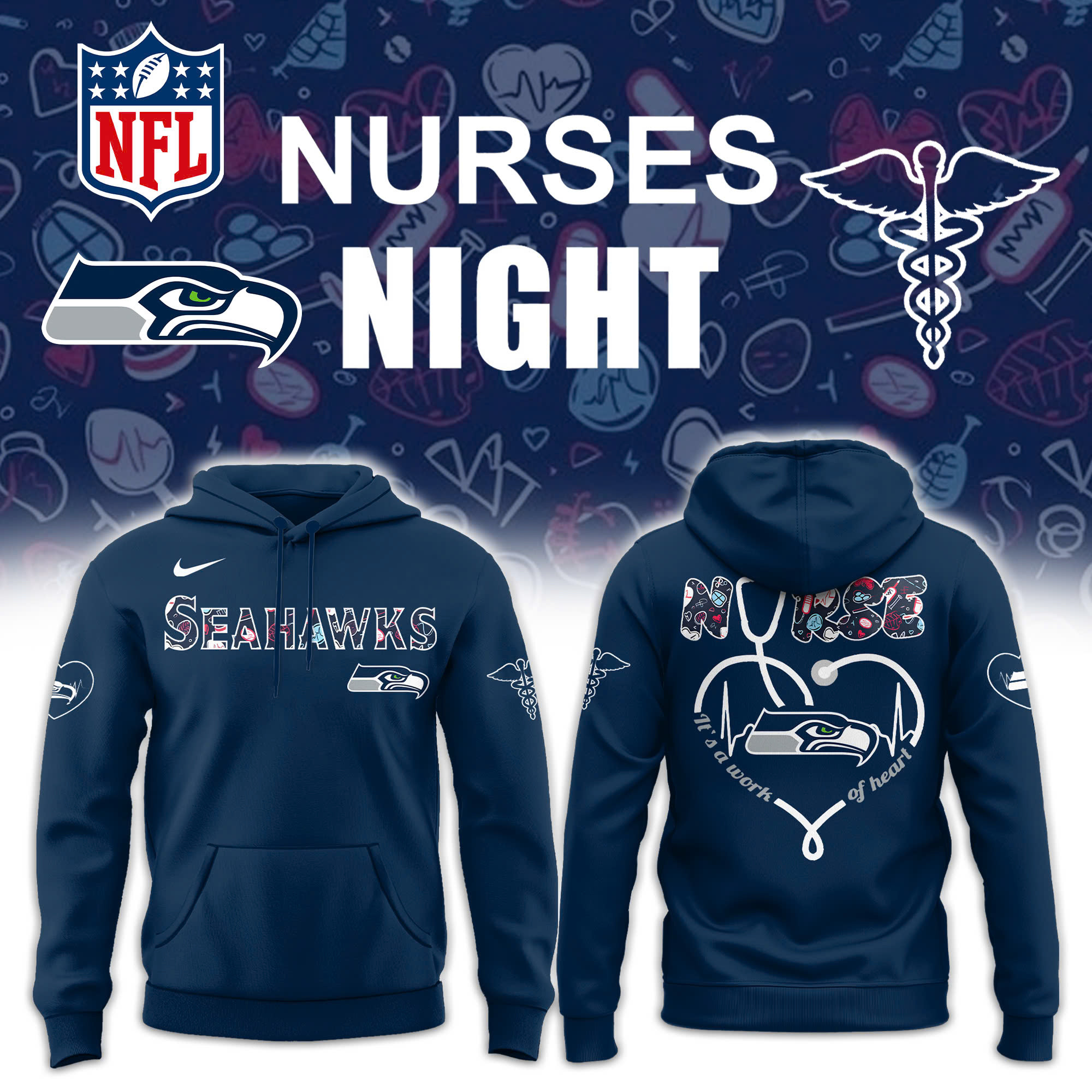 Seattle Seahawks Nurses Night Hoodie Seahawks NFL Tour Best Baseball Fans Gifts-1 Seattle Seahawks Nurses Night Hoodie Seahawks NFL Tour Best Baseball Fans Gifts-1