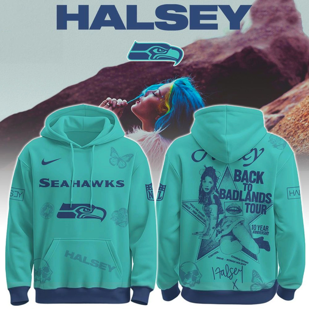 Seattle Seahawks X Halsey Back To Badlands Tour Hoodie Seattle Seahawks Merch Fans Gifts-1 Seattle Seahawks X Halsey Back To Badlands Tour Hoodie Seattle Seahawks Merch Fans Gifts-1