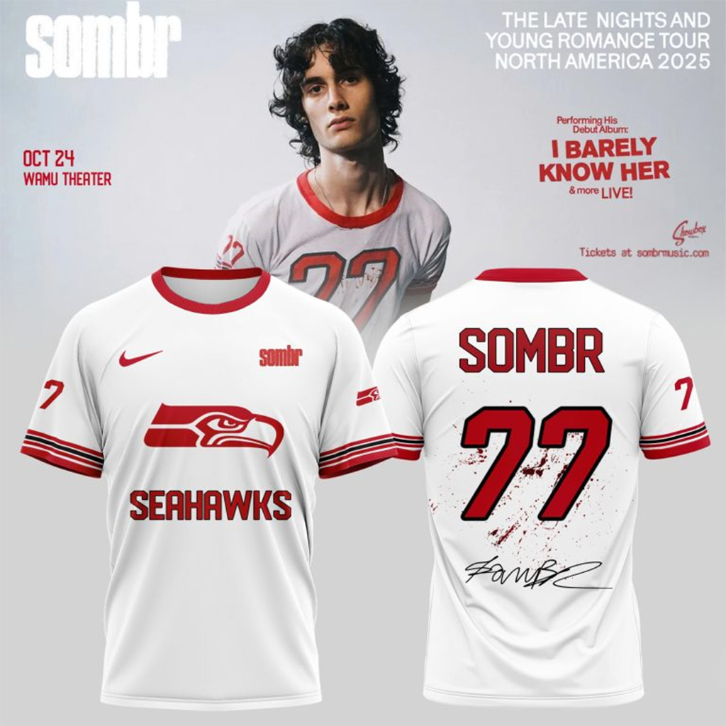 Seattle Seahawks X Sombr The Late Nights Young Romance Tour T-Shirt Seattle Seahawks Merch-1