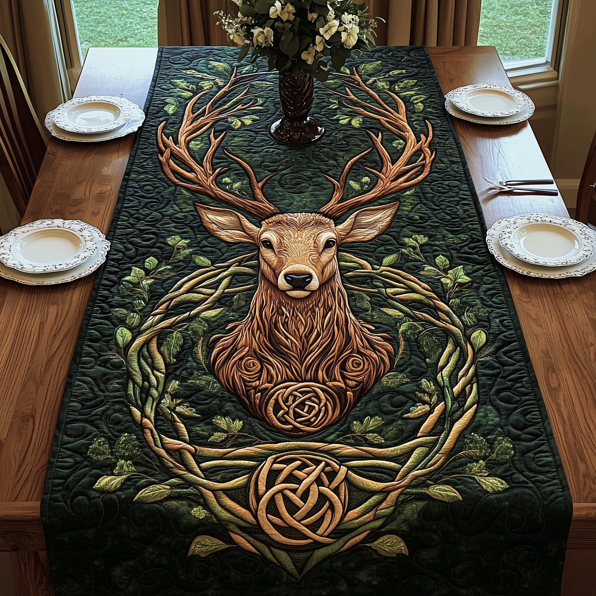 Serene Antler Guardian Quilted Table Runner Valentine Day Gifts For My Wife-1 Serene Antler Guardian Quilted Table Runner Valentine Day Gifts For My Wife-1