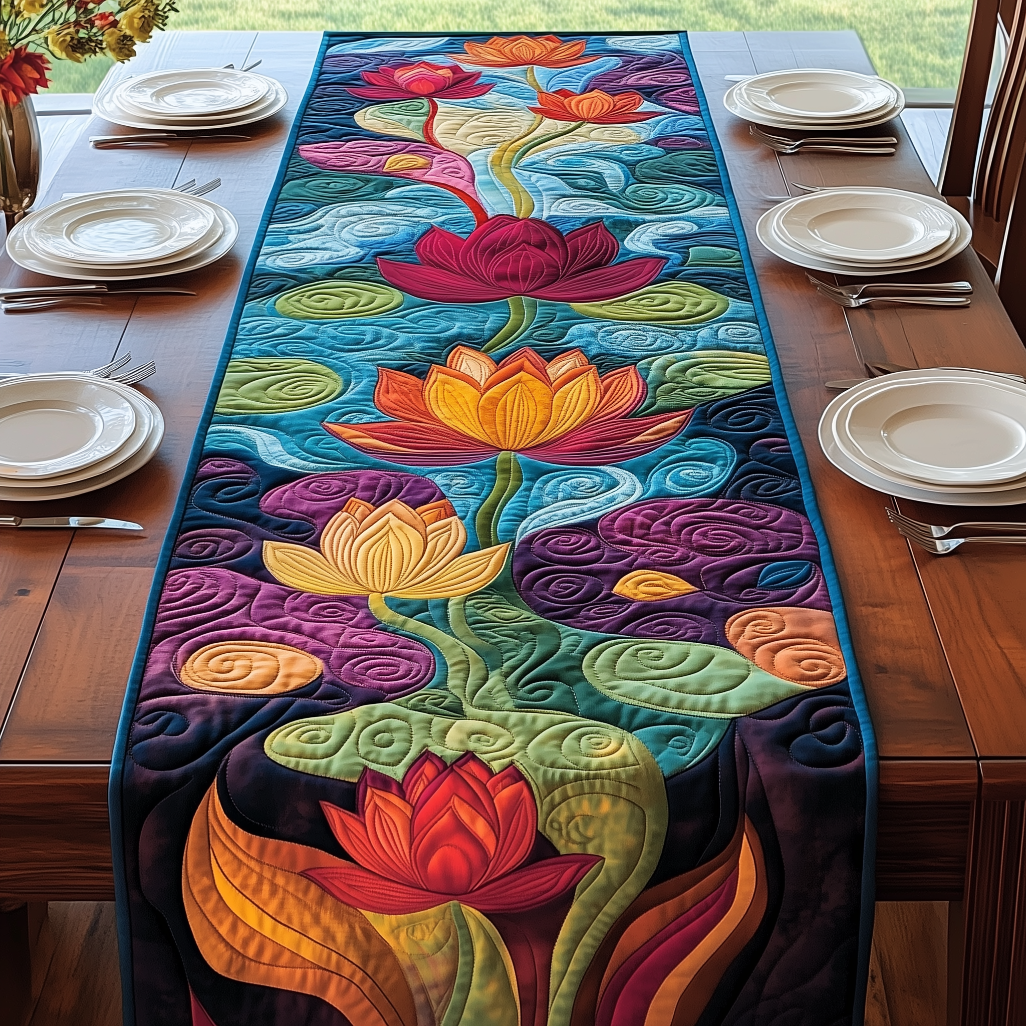 Serene Bloom Quilted Table Runner Best Valentine Day Gift Sister In Law-1 Serene Bloom Quilted Table Runner Best Valentine Day Gift Sister In Law-1