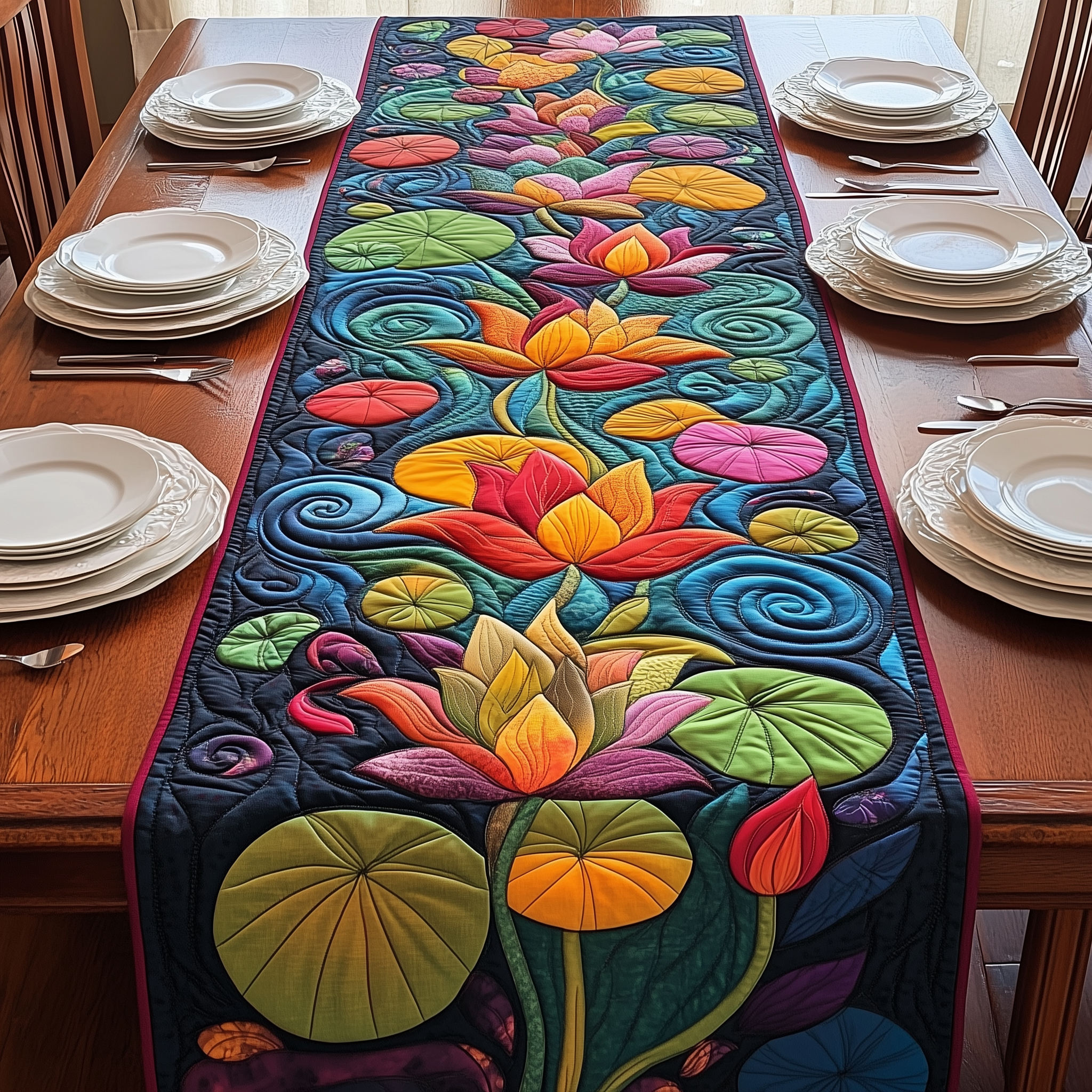 Serene Bloom Quilted Table Runner Best Valentine Day Gifts For Sister In Law-1 Serene Bloom Quilted Table Runner Best Valentine Day Gifts For Sister In Law-1