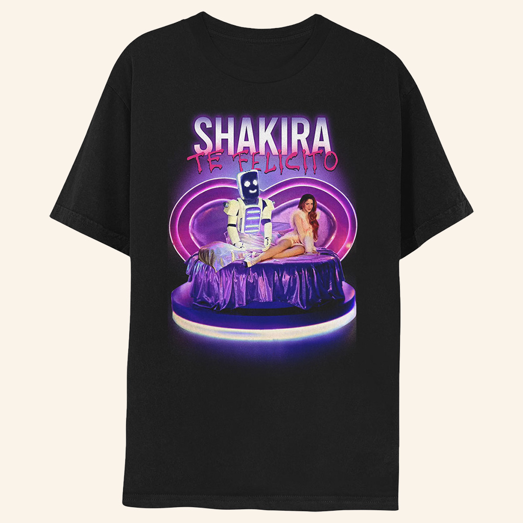 Shakira Merch Te Felicito Black T-Shirt Gift Ideas For Music Lovers-1 Shakira Merch Te Felicito Black T-Shirt Gift Ideas For Music Lovers-1