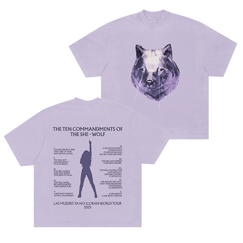 Shakira World Tour Merch 2025 Shirt Wolf Las Mujeres Ya No Lloran LMYNL Tour Commandments-1