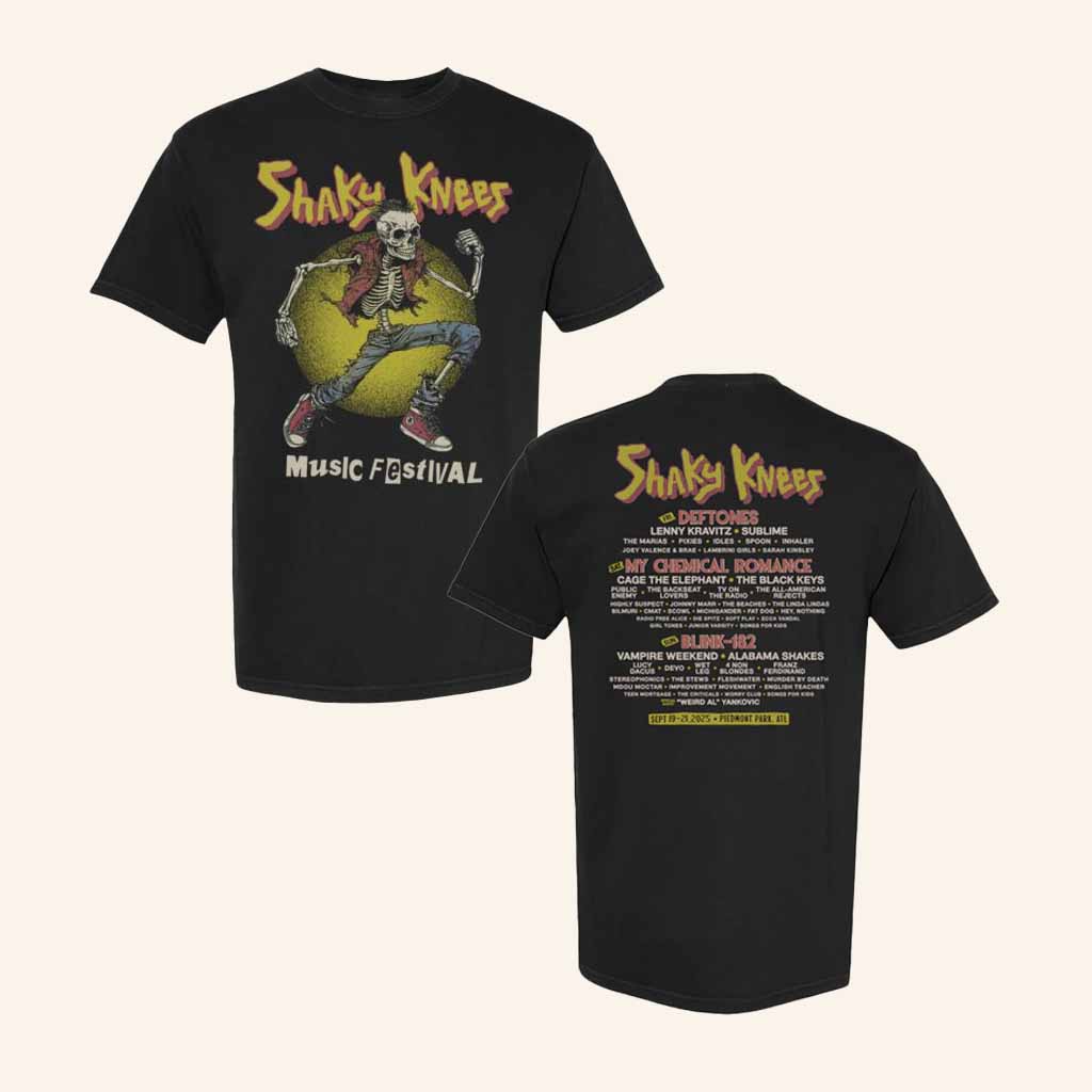 Shaky Knees Festival Merch Skeleton Punk Lineup T-Shirt Gifts For Music Lovers-1