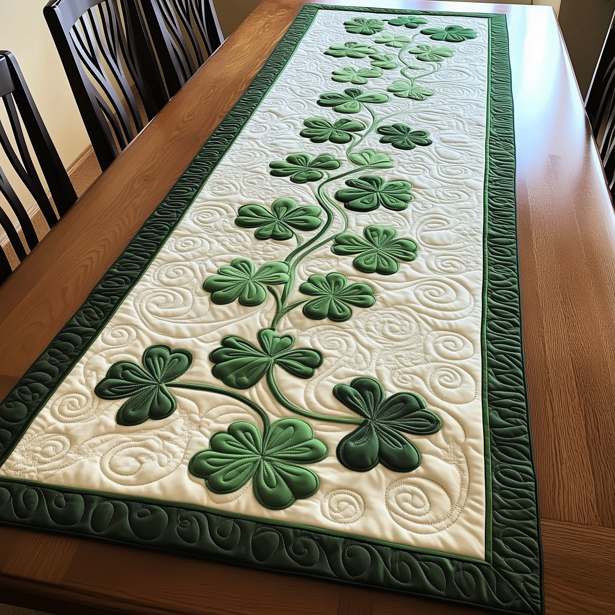 Shamrock Quilted Table Runner Patrick's Day Gift Ideas For Him-1 Shamrock Quilted Table Runner Patrick's Day Gift Ideas For Him-1