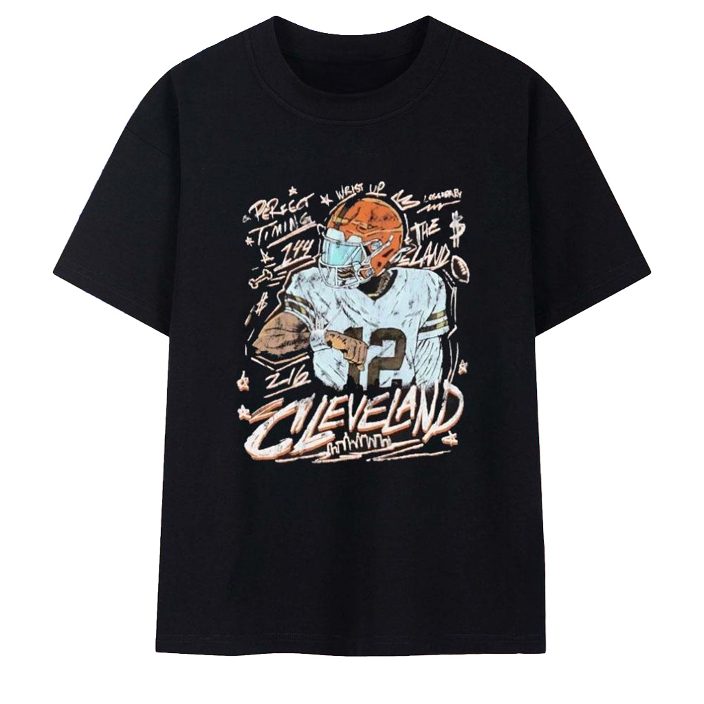 Shedeur Sanders Perfect Timing Cleveland Browns T-Shirt Best Gifts For Football Fans-1 Shedeur Sanders Perfect Timing Cleveland Browns T-Shirt Best Gifts For Football Fans-1