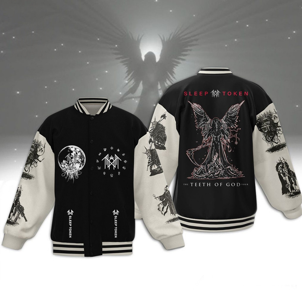 Sleep Token The Teeth Of God Baseball Jacket Reaper Angel Sleep Token Tour Merch-1 Sleep Token The Teeth Of God Baseball Jacket Reaper Angel Sleep Token Tour Merch-1