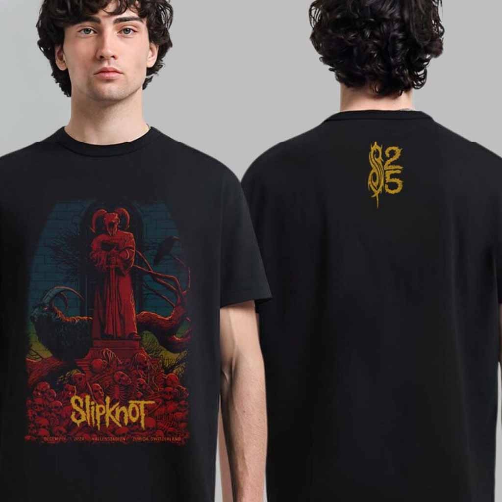 Slipknot Merch Tee For Show In Zurich Switzerland Tour At Hallenstadion On December 11 2024 T-Shirt Gifts For Music Fans-1 Slipknot Merch Tee For Show In Zurich Switzerland Tour At Hallenstadion On December 11 2024 T-Shirt Gifts For Music Fans-1