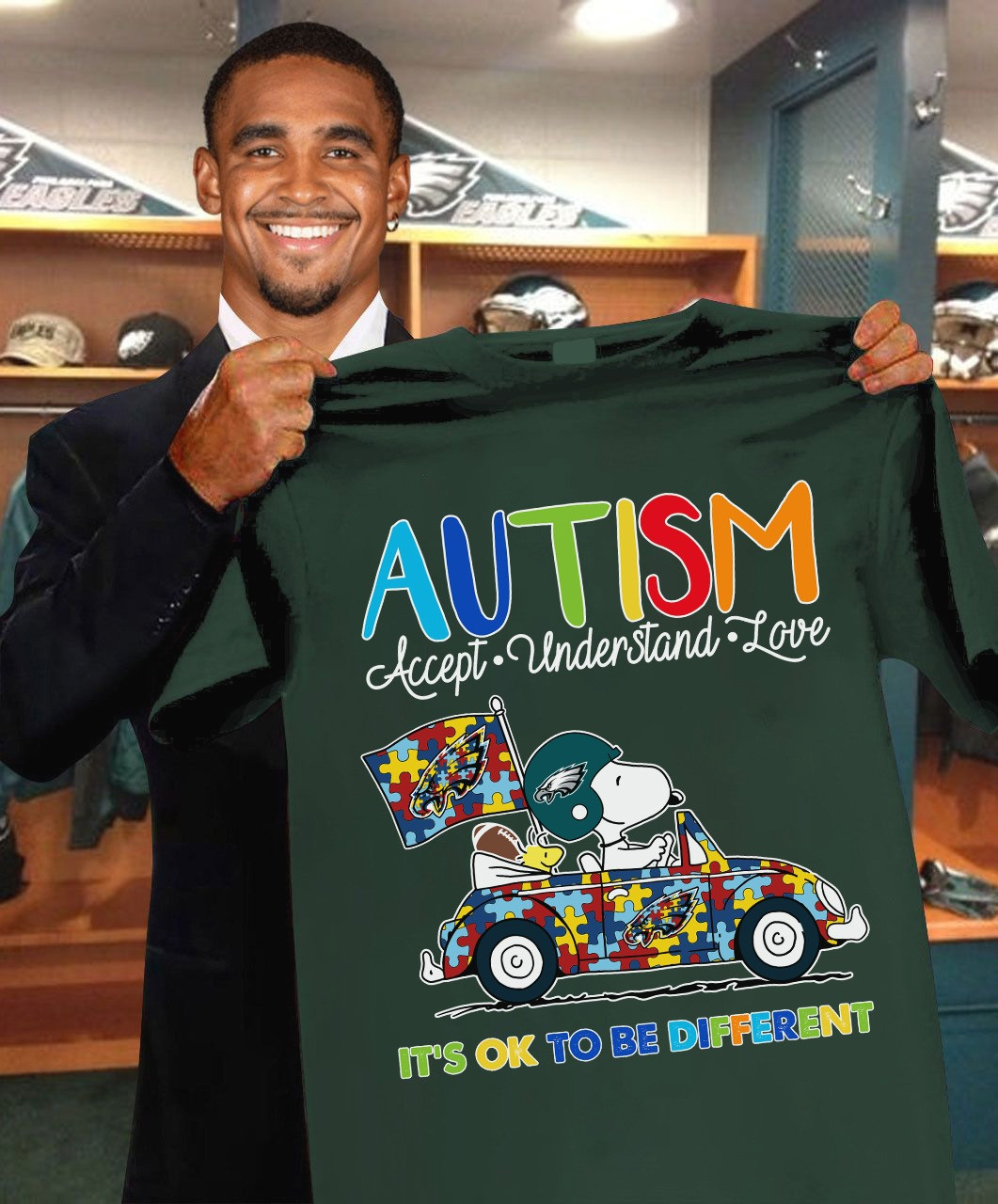 Snoopy Philadelphia Eagles Autism Awareness Shirt Accept It's Ok To Be Different-1 Snoopy Philadelphia Eagles Autism Awareness Shirt Accept It's Ok To Be Different-1