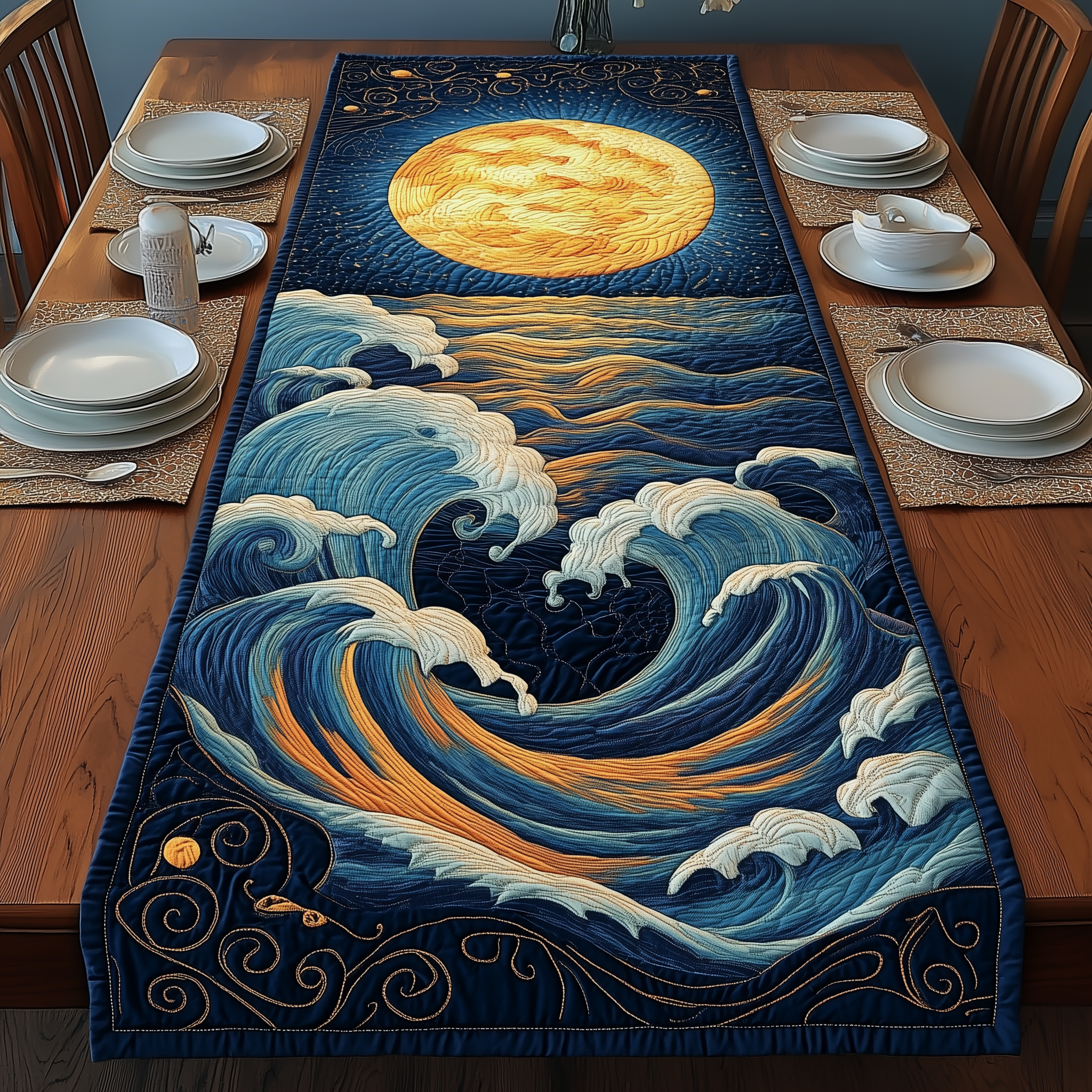 Sound Of Ocean Quilted Table Runner Valentines Presents For Boyfriend-1