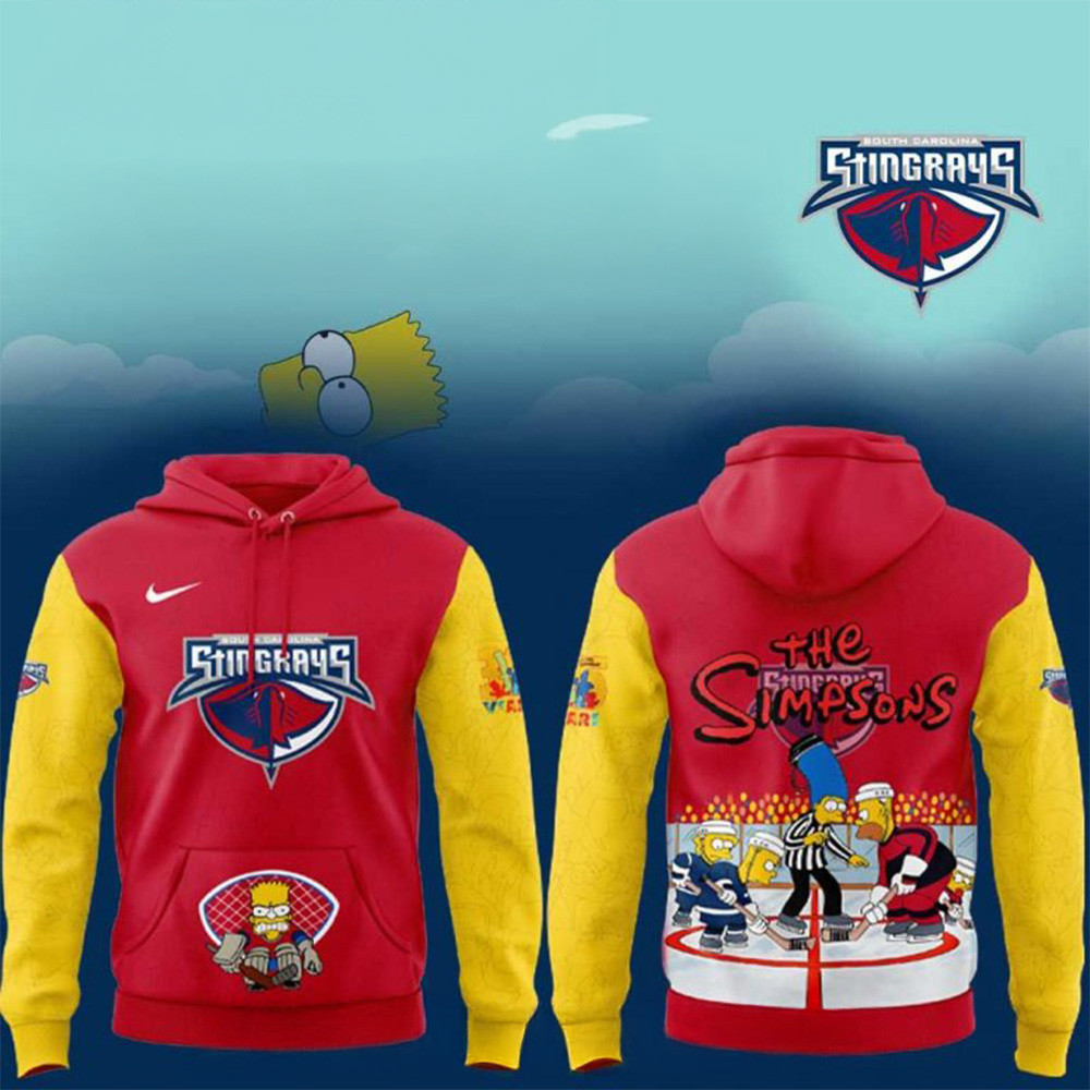 South Carolina Stingrays x 35th The Simpsons Hoodie Stingrays Merch Perfect Father's Day Gifts-1