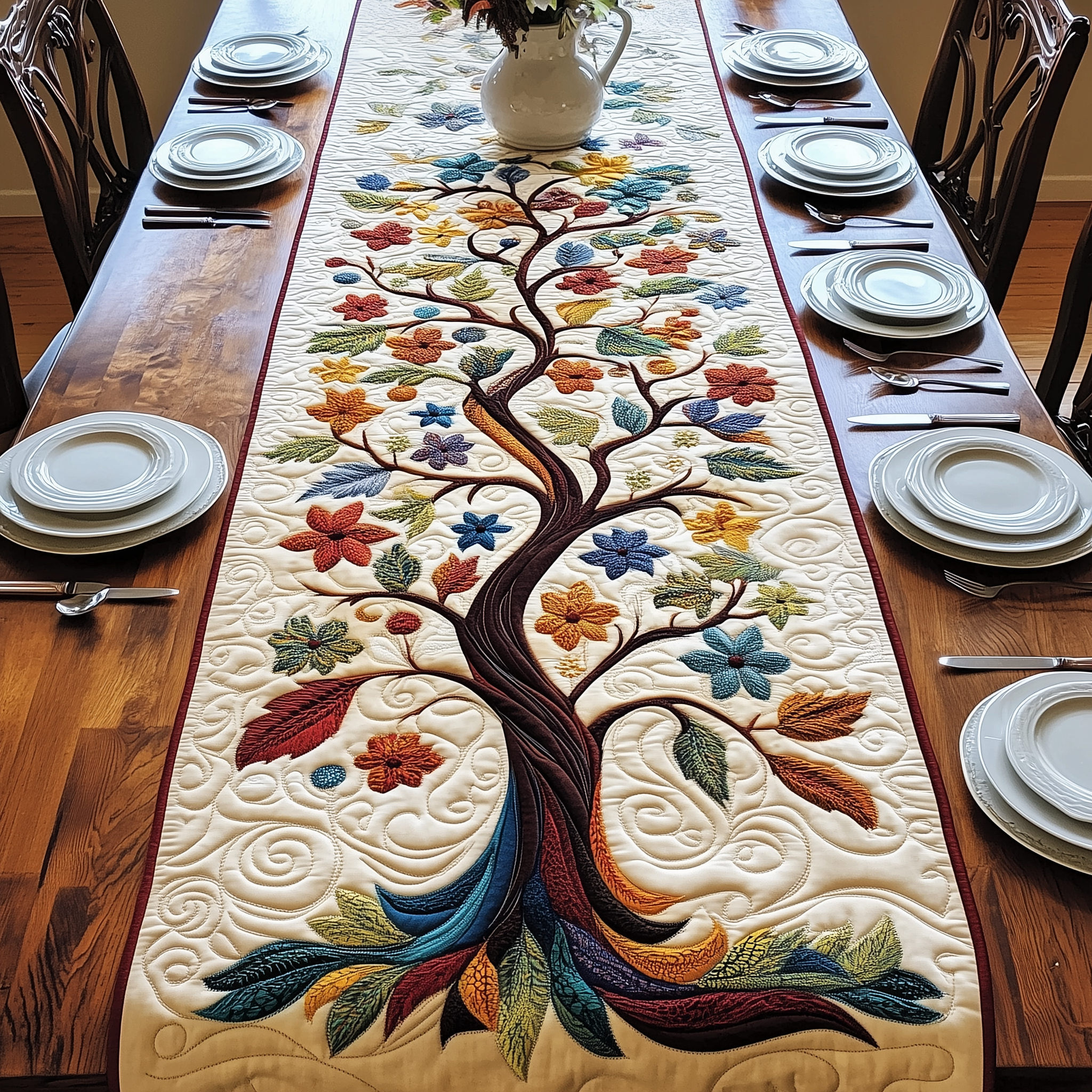 Stunning Tree Of Life Quilted Table Runner Valentine's Day Ideas For Him-1 Stunning Tree Of Life Quilted Table Runner Valentine's Day Ideas For Him-1
