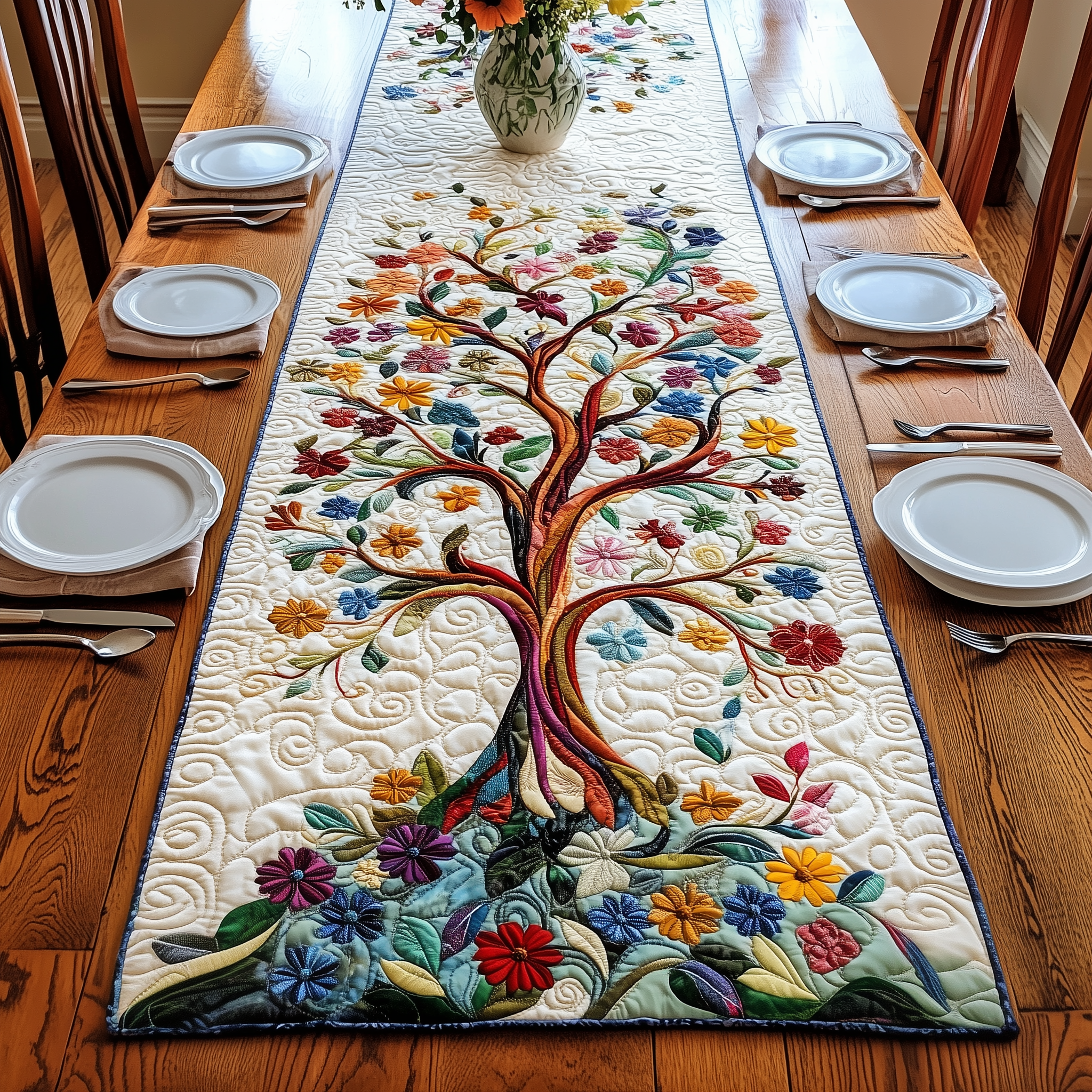 Stunning Tree Of Life Quilted Table Runner Valentines For Men-1 Stunning Tree Of Life Quilted Table Runner Valentines For Men-1
